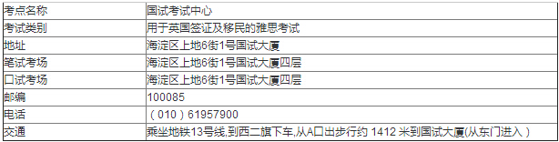 用于英国签证及移民的雅思考试新增考场的通知